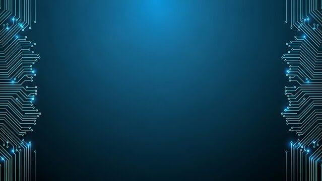 Abstract blue technology background with circuit board elements and light