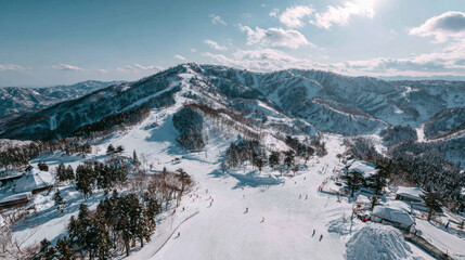 A breathtaking view from an unspoiled Japanese mountain ski resort