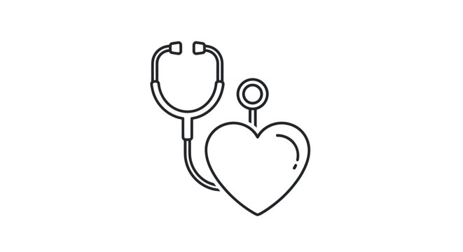 Stethoscope and Heart Outline: Medical Diagnostic Tool for Healthcare.