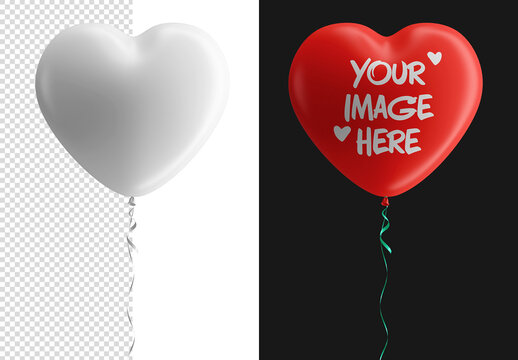 Heart Helium Balloon Mockup Isolated