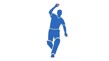 Dynamic silhouette of cricket bowler in action, ready to deliver a fast ball with skill and precision on the field