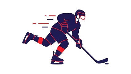 Fototapeta premium Dynamic hockey player illustration in action, perfect for sports branding and energetic designs, conveying speed and movement