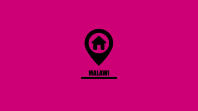 Malawi Location Pin Icon with House Symbol and Country Name map marker house icon .