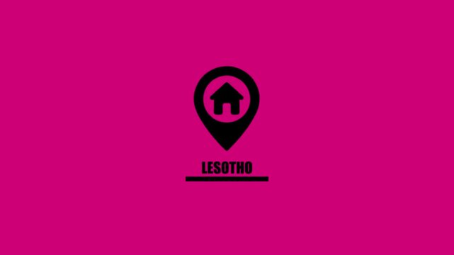 Lesotho home location pin icon with text on white background home icon house symbolLesotho home location pin icon with text on white background home icon house symbol.