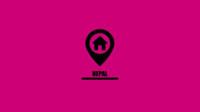 Nepal Location Pin Icon with House Symbol and Country Name map marker house icon.