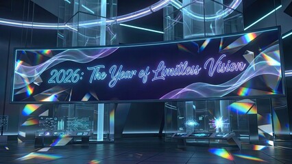Year 2026 shows limitless vision across digital screens.