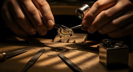 Delicate Hands Shape Golden Dreams Artisanal Excellence Shining Under Focused Light, An Artists Touch.