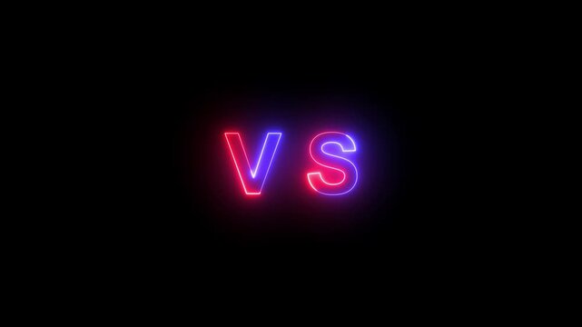 Abstract glowing neon Versus vs background icon animation. VS letters for sports, fight, competition, neon animated versus vs bars neon multiplayer co op team with smoky black background 4k looping - Powered by Adobe
