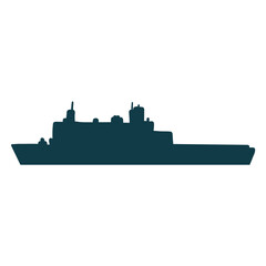 Naklejka premium Naval ship simple left facing thick