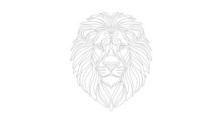 Obraz premium Majestic lion head outline with intricate mane design on a white background
