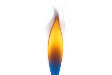 Burning flame gas producing light and heat, fire streak from candle or hot burner, transparent background on an isolated element