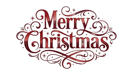 Elegant Red Merry Christmas Script with Swirls text
