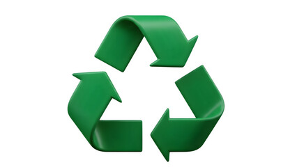 Green recycling symbol isolated on black background representing sustainability and environmental awareness