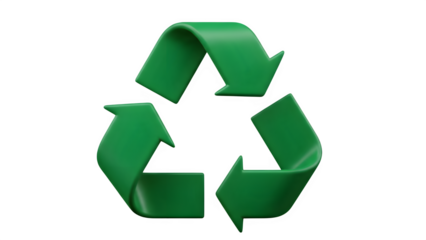 Green recycling symbol isolated on black background representing sustainability and environmental awareness