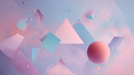 Dreamy abstract geometric shapes create soft, modern art for branding, web design or social media, perfect background or overlay in pastel tones