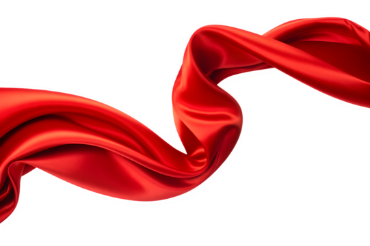 Elegant flowing red silk ribbon against black background perfect for design