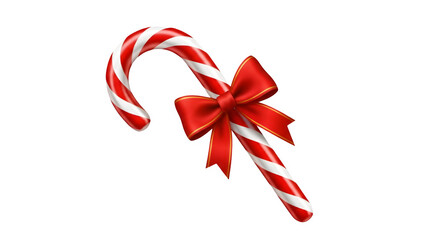 Festive candy cane with red ribbon bow on a black background for christmas