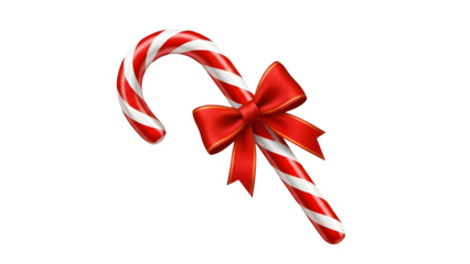 Festive candy cane with red ribbon bow on a black background for christmas