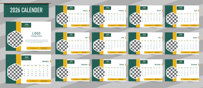 2026 Desk Calendar Template | Modern Minimal Corporate Table Calendar Layout | Editable Annual Business Planner Design for Branding, Office Print and Company Use