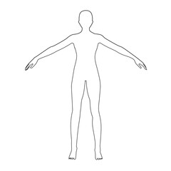 Wide-Arm Human Silhouette in Line Art for Art Reference