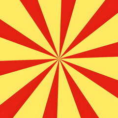 Vibrant red and yellow sunburst pattern radiating from the center. Dynamic graphic background for retro designs, pop art, comic book styles, or striking promotional content