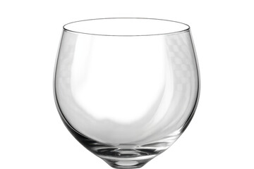 Empty transparent wine glass isolated on transparent background, reflecting light and ready for pouring a beverage