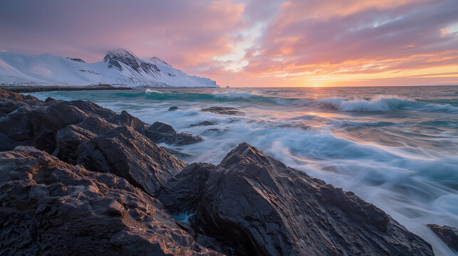 sunset in the mountains - Powered by Adobe