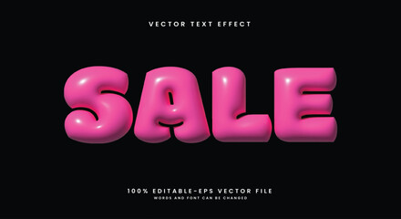 Inflated pink sale bubble isolated on black background