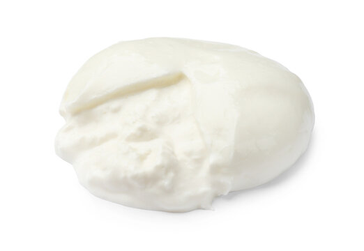 Delicious burrata cheese isolated on white. Italian cuisine