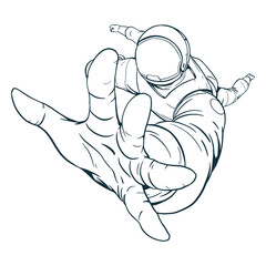 Reaching out astronaut drawn