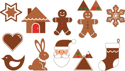 Geometric Holiday Gingerbread Cookies Illustration.