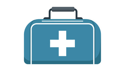Obraz premium Blue first aid kit illustration with a white cross and dark handle