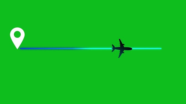 4K airplane line path vector animation for travel and destination routes