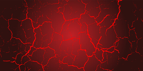 striking red and black cracked texture background, resembling molten lava or fractured earth. The glowing cracks create a dramatic and intense visual effect.