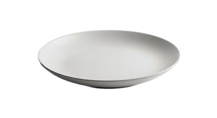 Modern White Ceramic Dining Plate with Soft Shadows and Smooth Surface