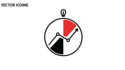 Circular gauge icon showing a rising line graph with red and black quadrants