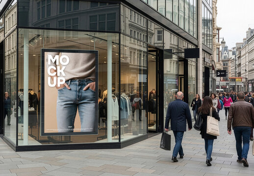 Shop window poster box mockup