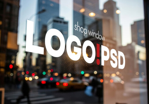 Shop window logo design mockup