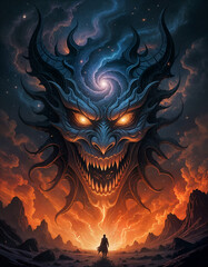 The Star Mask of the Void, tearing apart reality and absorbing stars, micro-detailed