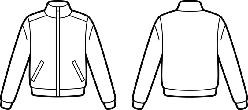 Front and Back View of a Zip- Up Track Jacket with Pockets zip-up jacket sportswear