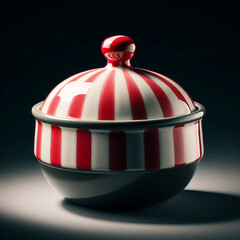 Peppermint Noir Sugar Bowl &mdash; Vintage Holiday Accent