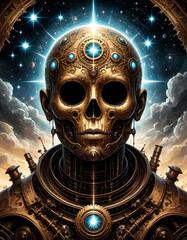 The Star Mask of the Void, tearing apart reality and absorbing stars, micro-detailed, steampunk engine
