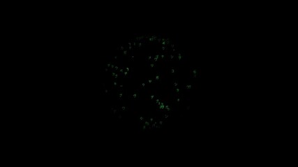 3D rotating sphere made of matrix code - Powered by Adobe