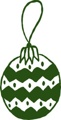 Hand-Drawn Whimsical Green Christmas Ornament