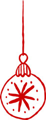 Hand-Drawn Whimsical Red Christmas Bauble