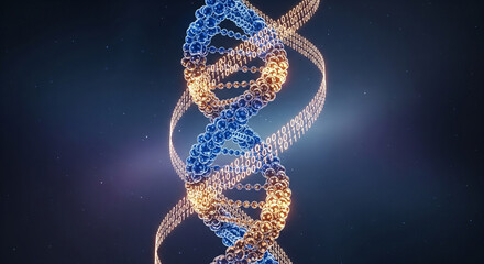 Digital dna helix with binary code abstract technology background