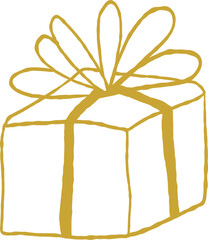 Hand-Drawn Whimsical Christmas Gift with Ribbon