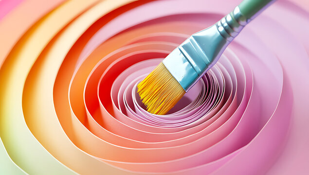 A close-up of an artists paintbrush painting