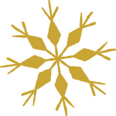 Hand-Drawn Whimsical Golden Snowflake