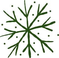Hand-Drawn Whimsical Green Snowflake